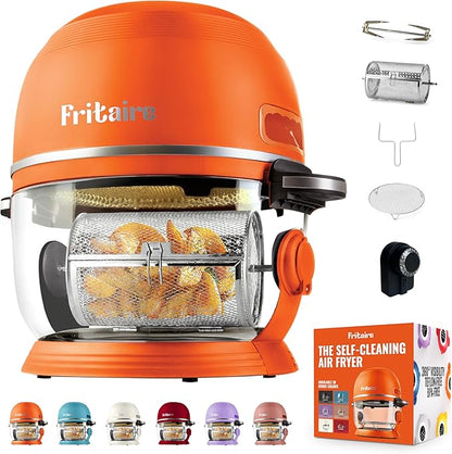 Non Toxic Air Fryer™ - Glass AirFryer 5 Quart w/ 360 Visibility, Self-Cleaning, 400F Vortex Air Fryer for Even Cooking, BPA-Free Teflon Free, 6-in-1 Functions, Rotisserie, Roast, Bake, Orange