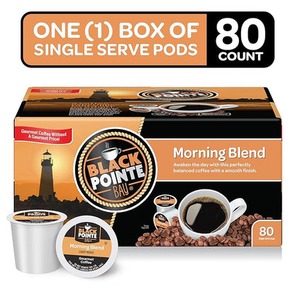 Black Pointe Bay Coffee Morning Blend, Light Roast, 80 Count, Single Serve Coffee Pods for Keurig K-Cup Brewers