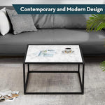 Load image into Gallery viewer, SAYGOER White Coffee Table,Small Square Coffee Table,Modern Center Table for Living Room Office 27.6 * 27.6 * 15.7 Inch, Easy Assembly, White Faux Marble Top