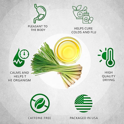 Lemongrass Tea Bags - 200 Bags (Premium Natural Pure Leaf Tea - 200 Count) Gluten-Free and Caffeine-Free Herbal tea for Relaxation, Wallness, Immune Support with Smooth Taste