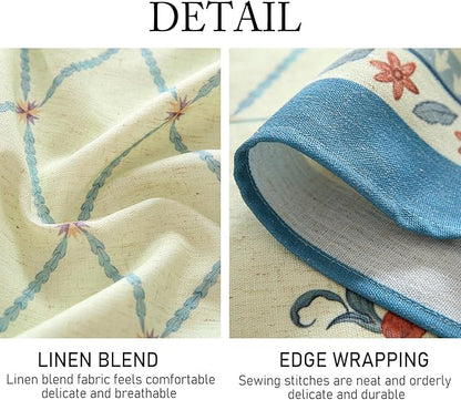 Designer Linen Floral Extra Long Rectangle Tablecloth,Light Green Farmhouse Durable Table Cloth,Washable Decor Tablecloths for Dining Kitchen Thanksgiving Christmas,67"*118"-Floralsea B