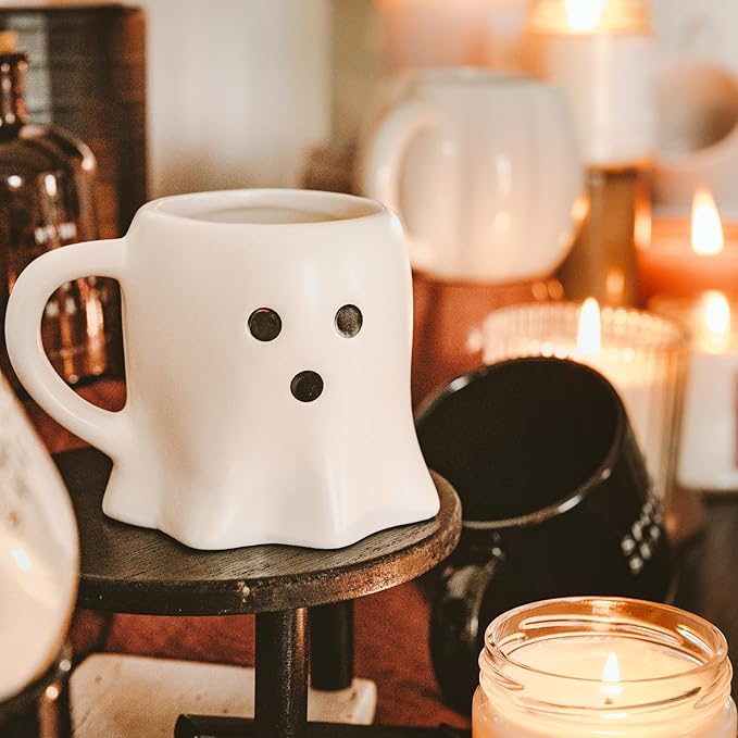 Sweet Water Decor Ghost Halloween Mugs 12 oz - Dishwasher & Microwave Safe, Spooky Coffee Cup for Tea & or Seasonal Brew - Ceramic Ghost