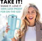 Load image into Gallery viewer, WETOWETO 40oz Tumbler with Handle and Lid | 100% Leakproof Insulated Stainless Steel Travel Mug | Keeps Cold 34Hrs/Hot 10Hrs | Dishwasher Safe, Fits Car Cup Holder (Sky Blue Color)