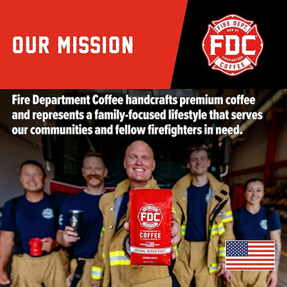 Fire Department Coffee - Gives Back to Firefighters - Balanced & Smooth Original Medium Roast Coffee Beans - Roasted in the USA - Veteran Owned -12 oz