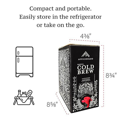 Afficionado Coffee Roasters | Magical Cold Brew | 1 Gallon | Bag in Box | Single Origin Peruvian Coffee | Medium Roast | Ready to Drink | Pasteurized & Shelf-Stable
