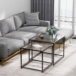 Load image into Gallery viewer, Glass Nesting Coffee Table Set of 2, Modern Minimalist Center Tables, Living Room Coffee Tables for Home, Office, Bedroom, Small Spaces, Space-Saving, Black