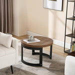 Load image into Gallery viewer, Wahson Mid-Century Modern Coffee Table, 23.5" Wide Round Coffee Table for Living Meeting Room/Reception Room/Office/Espresso with Black Iron Legs, Rustic Brown