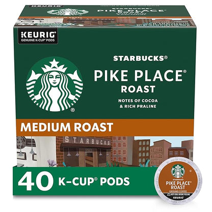 Starbucks Medium Roast K-Cup Coffee Pods — Pike Place for Keurig Brewers — 1 box (40 pods)