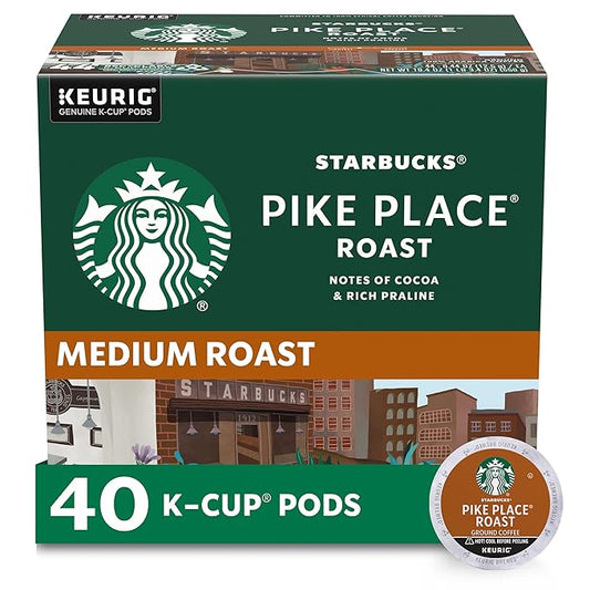 Starbucks Medium Roast K-Cup Coffee Pods — Pike Place for Keurig Brewers — 1 box (40 pods)