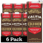 Load image into Gallery viewer, Califia Farms - Pure Black Medium Roast Cold Brew Coffee, 32 Oz (Pack of 6), 100% Arabica, Shelf Stable, Plant Based, Vegan, Gluten Free, Non GMO, Sugar Free, Iced Coffee