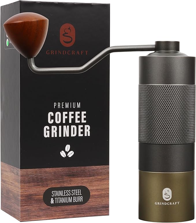 Premium Manual Burr Coffee Grinder - Hand Coffee Grinder with Titanium-Plated Stainless Steel Burr Mill; Extra-Fine to Coarse Coffee & Espresso Hand Grinder for Drip, French Press, Moka by GRINDCRAFT