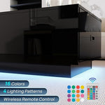 Load image into Gallery viewer, 41" LED Coffee Table with 2 Drawers - High Gloss Black Modern Table with Lighting for Living Room (41.33" W x 23.62" D)