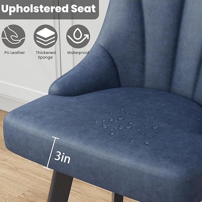 Swivel Bar Stools with Backs, 24" Counter Height Bar Stools Set of 8, Fabric Upholstered Counter Barstools with Solid Wood Legs for Kitchen Island, Home Bar, Blue