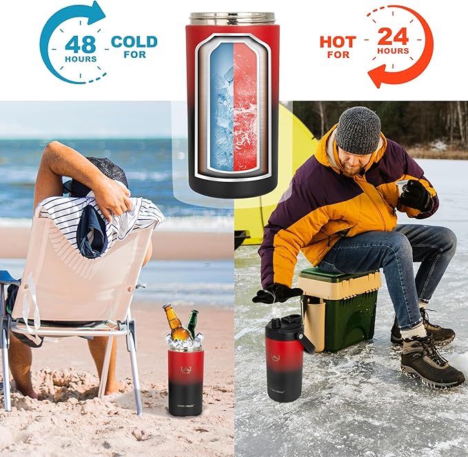 NATURE PIONEOR Insulated Water Bottles with Strap - 64 oz Stainless Steel Vacuum Wide Mouth Bottle with Holder/Carrier/Sleeve - 18/8 Food Grade 64oz Half Gallon Water Jug