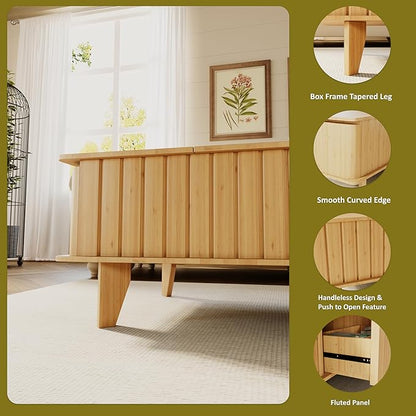 Extendable Coffee Table with Storage, Wood Coffee Table with Hidden Compartment, Expandable Coffee Tables with Side Table for Living Home(Natural)