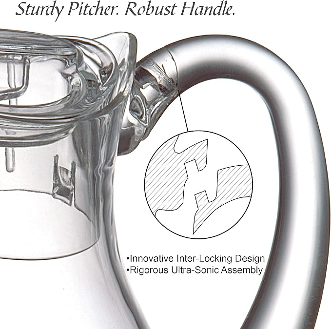 Amazing Abby - Sparkly - Plastic Pitcher (64 oz, 2 Quart), Clear Water Pitcher with Lid, Fridge Jug, BPA-Free, Shatter-Proof, Great for Iced Tea, Sangria, Lemonade, Juice, Milk, and More
