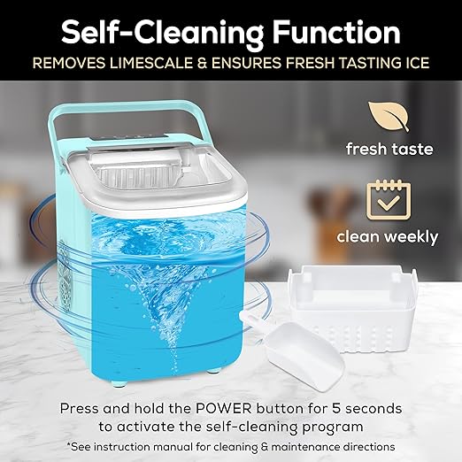 Igloo Automatic Self-Cleaning Portable Electric Countertop Ice Maker Machine with Handle, 26 Pounds in 24 Hours, 9 Ice Cubes Ready in 7 Minutes, with Ice Scoop and Basket