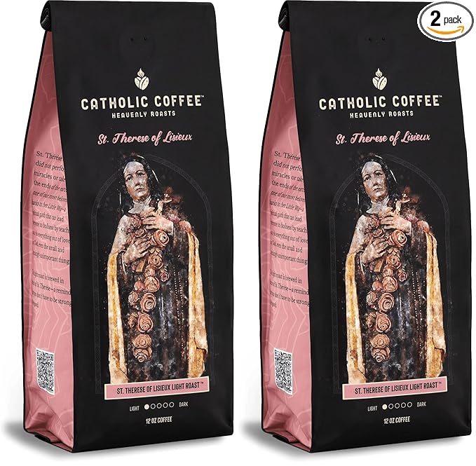 Catholic Coffee St. Thérèse of Lisieux | Light Roast Whole Bean Coffee – Vanilla & Citrus Notes | 12oz Bag – Gentle Catholic Gift Inspired by the Little Flower (Pack of 2)