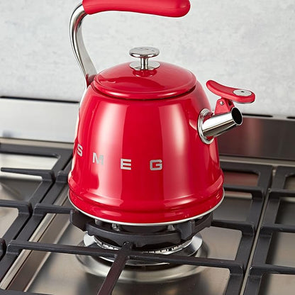 SMEG Retro Stovetop Whistling Kettle – 2.4Q (Red)