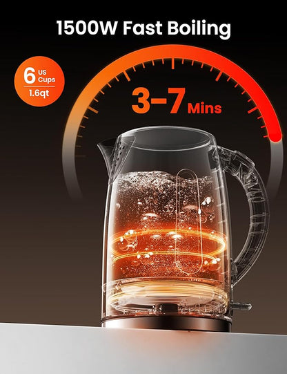 COMFEE' Stainless Steel Electric Kettle, Temperature Control with 6 Presets, 1-Hr Keep Warm, Kettle Water Boiler 1.7 Litres, 1500W with Viewing Window, Auto-Off and Boil-Dry Protection