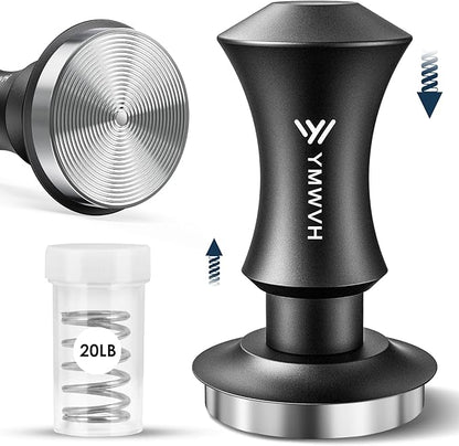 Espresso Tamper 53.3mm with 20lb/30lbs Replacement Springs Tamper Black, Professional Barista Coffee Tamper With 100% Stainless Steel Ripple Base, Compatible with Breville 54mm Portafilter