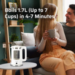 Load image into Gallery viewer, Epsilon 1.7L Glass Electric Kettle – Hot Water Tea Kettle with LED Light, Stainless Steel &amp; Borosilicate Glass, Auto Shut-Off, BPA-Free Electric Teapot, 1100W Fast Boil, Cool Touch