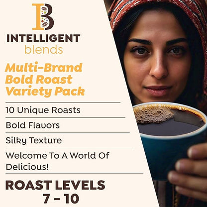 Intelligent Blends Dark Roast Coffee Pods Variety Pack, 50 ct, Recyclable Single Serve Pods – 100% Arabica Coffee, Compatible with Keurig K Cups Maker