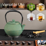 Load image into Gallery viewer, Cast iron Teapot, Tea Kettle for Stovetop Safe with Stainless Steel Infuser, Japanese Hand-made Tea Pot Coated with Enameled Interior for 42oz, 1200ml Green