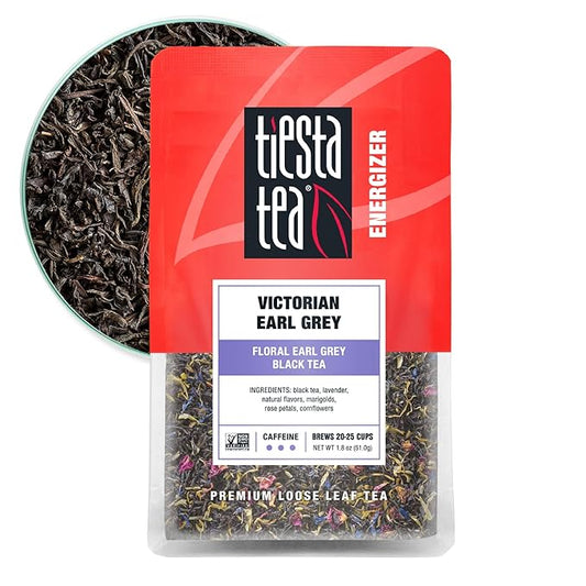 Tiesta Tea - Victorian Earl Grey, Loose Leaf, Floral Earl Grey Black Tea, Premium Blend, High Caffeinated Black, Make Hot or Iced Brews Up to 25 Cups, 1.8 Ounce Resealable Pouch