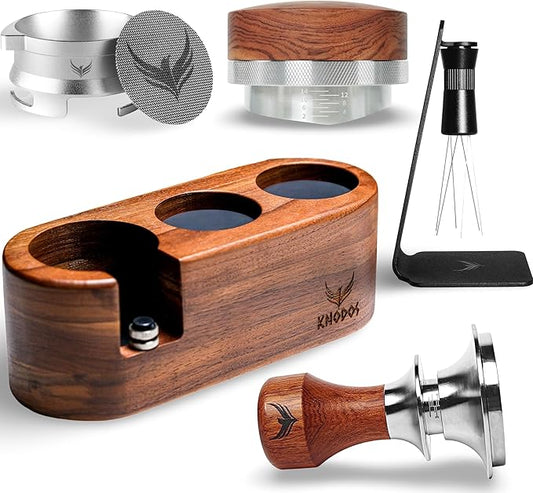 Breville Espresso Machine Accessories Kit 54mm Tamping Station WDT Tool Portafilter Funnel Calibrated Tamper Puck Screen and Distribution Tool