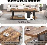 Load image into Gallery viewer, FOLUBAN Modern Coffee Table, Rustic Wood Center Table with Storage for Living Room, Industrial Rectangle 2 Tier Low Cocktail Tea Table, Rustic Brown