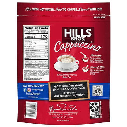 Hills Bros. Cappuccino Mix – Rich, Frothy Coffeehouse-Tasting Instant Drink Mix – Quick and Easy Preparation – Perfect for Hot & Iced Drinks & Creaming Coffee – French Vanilla, 1 Pack of 52oz