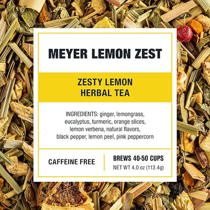 Tiesta Tea - Meyer Lemon Zest, Loose Leaf, Zesty Lemon Herbal Tea, Premium Non-Caffeinated Blend, Makes Hot or Iced & Up to 50 Cups, 4oz Refillable Tin