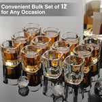 Load image into Gallery viewer, Ruckae 12 Pack 2 OZ Shot Glasses Set Clear Shot Glasses Bulk with Heavy Base Bar Square Glass Shot Cups for Vodka Tequila Whiskey Liquor