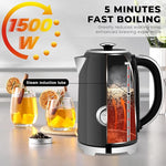 Load image into Gallery viewer, SUSTEAS Electric Kettle Temperature Control - 57oz Hot Water Boiler with Thermometer, 1500W Fast Heating Stainless Steel Tea Kettles, Cordless LED Indicator, Auto Shut-Off &amp; Boil Dry Protection,Black
