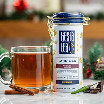 Tiesta Tea - Sexy Hot Christmas Tea, Loose Leaf, Cocoa Chili Black, Premium High Caffeinated Blend, Spicy Black, Make Hot or Iced, Brews Up to 50 Cups, 4.5 Ounce Refillable Tin