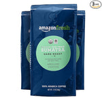 Load image into Gallery viewer, Amazon Fresh Organic Fair Trade Sumatra Ground Coffee, Dark Roast, 12 Ounce (Pack of 3)