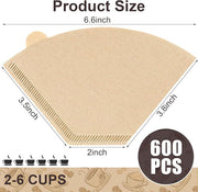 600 Count Coffee Filter #2, 2 Cone Coffee Filters, Unbleached Natural Coffee Filters Paper Compatible with Drip and Pour Over Coffee Maker(2-6 Cup)
