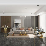 Load image into Gallery viewer, 2 Piece Coffee Table Set, Black and Gold Living Room Table Set with 48 inch Coffee Table and 1 Square End Table, Luxury Living Room Coffee Table Set for Home Apartment Office