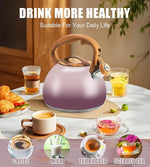 Load image into Gallery viewer, Tea Kettle for Stove Top, 3.2QT Whistling Tea Pots with Wood Parttern Handle, Stainless Steel Teapot for Home and Kitchen (Purple Gradient)