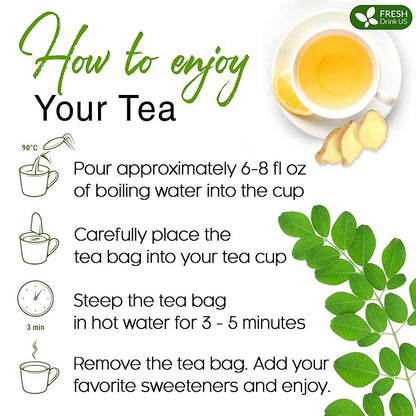 TOG999, Permium Moringa Ginger Herbal Tea – 120 Tea Bags – Caffeine-Free, Smooth & Warming Blend – Pure Ingredients, Sustainably Sourced. No Sugar. No Gluten. Vegan.