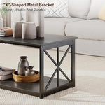 Load image into Gallery viewer, Rectangle Coffee Table for Living Room, Wood Rustic Coffee Table with 2 Tier and Metal Frame, Industrial Modern Center Table, Dark Brown