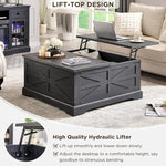 Load image into Gallery viewer, JXQTLINGMU Farmhouse Lift Top Coffee Table with Storage, 36" Wood Square Center Table with Large Hidden Compartment, Rustic Lift Tabletop Dining Table for Home Living Room, Black