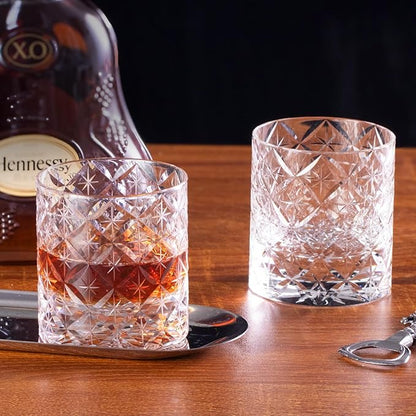 KAMMAK Classic Whiskey Glasses Set of 2, 7.78 oz (230 ml) Old Fashioned Tumbler, Thick Base Glass with Delicate Rim for Scotch, Bourbon, Cocktails, Durable Barware