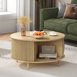Load image into Gallery viewer, Round Coffee Table with Storage,Mid Century Modern Dining Table with Sliding Cabinet Door for Living Room,Home Small Space,31.5" Small Center Table,Oak