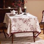 Load image into Gallery viewer, Designer Vintage Linen Long Tablecloth Rectangle,Red Floral Pattern Linen Stain Resistant Table Cloth,Decor Tablecloths for Dining Thanksgiving Kitchen Tea Party,63"*94"-Harmony