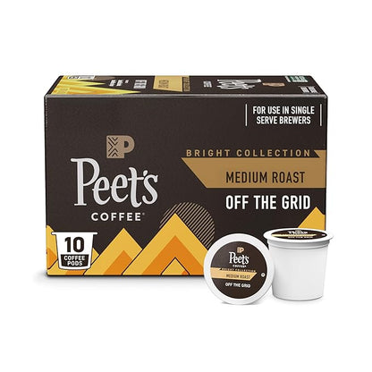Peet's Coffee, Medium Roast Single Serve Coffee Pods - Off The Grid 10 Count (1 Box of 10 Pods)