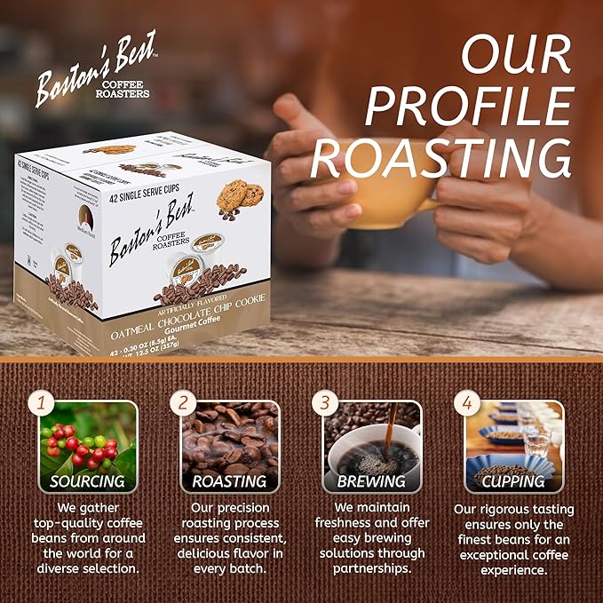 Boston’s Best - Oatmeal Chocolate Chip Cookie Flavored Coffee Blend, Dessert Gourmet Compatible with Keurig Coffee Maker, 1 Count (42 Single Serve Medium Roast Cups)