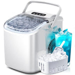 Load image into Gallery viewer, Countertop Portable Ice Maker Machine with Handle, 9 Bullet-Shaped Ice Cubes Ready in 6 Mins, 26Lbs/24H, Self-Cleaning Function with Ice Scoop and Basket for Home/Kitchen/Party (White)