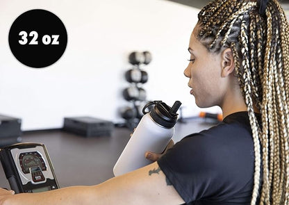 MIRA 32 oz Insulated Water Bottle - Stainless Steel Sports Flask with 2 Lids (Straw & Handle) - Cold Drink Thermo - Iris